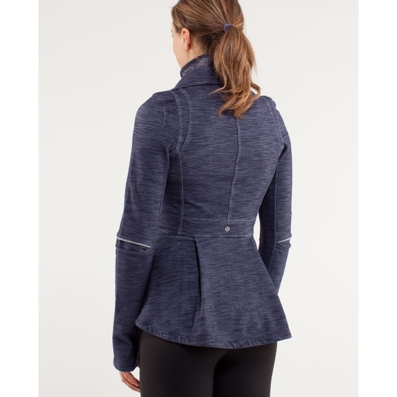 Lululemon Deep Indigo Blue Chambray Slim Fit Reflective Ride On Blazer Jacket 4 - Picture 5 of 11
